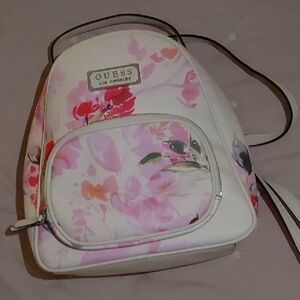 Guess Women's Pink and White Floral Backpack